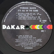 画像をギャラリービューアに読み込む, TYRONE DAVIS / IT'S ALL IN THE GAME
