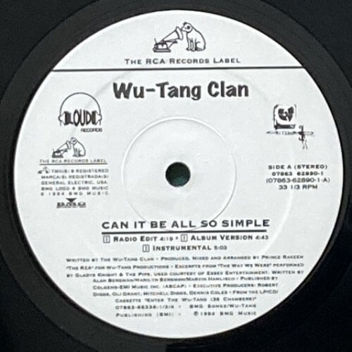WU-TANG CLAN / CAN IT BE ALL SO SIMPLE/WU-TANG CLAN AIN'T NUTHING