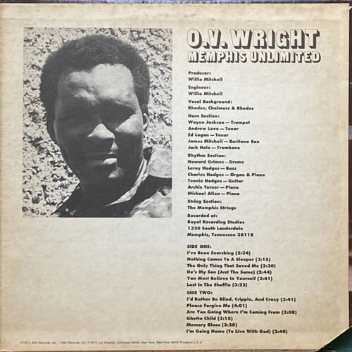 O.V. Wright / Memphis Unlimited USオリ美盤！ - 洋楽