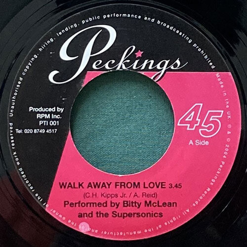 BITTY McLEAN AND THE SUPERSONICS / WALK AWAY FROM LOVE
