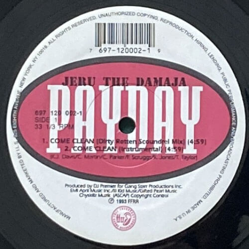 JERU THE DAMAJA / COME CLEAN – VINYL CHAMBER