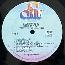 画像をギャラリービューアに読み込む, LEON HAYWOOD / BACK TO STAY
