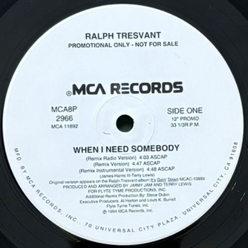 RALPH TRESVANT / WHEN I NEED SOMEBODY