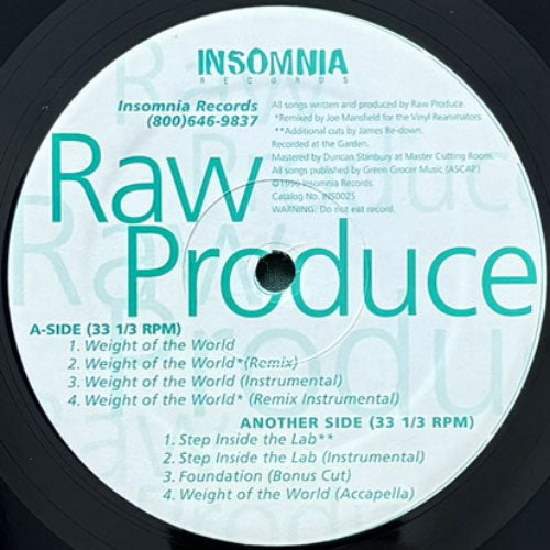 RAW PRODUCE / WEIGHT OF THE WORLD/STEP INSIDE THE LAB/FOUNDATION