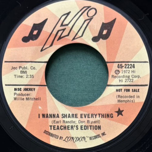 TEACHER'S EDITION / I WANNA SHARE EVERYTHING/SLEEPY PEOPLE