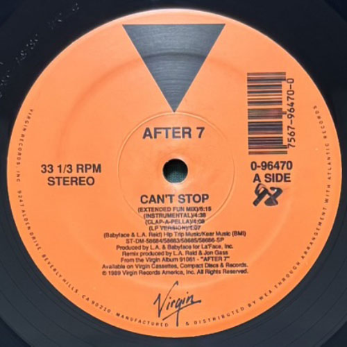 after7/Ready or Not 12インチUS プロモ盤 AFTER 7 / CAN'T STOP/READY OR NOT – VINYL CHAMBER