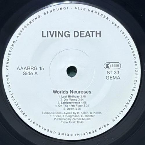 Living Death Worlds Neuroses ドイツ盤オリジナルLP LIVING DEATH / WORLDS NEUROSES – VINYL CHAMBER