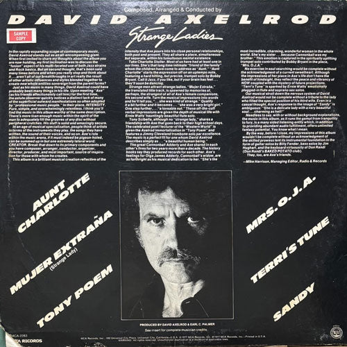 ★ＵＳオリジナル盤★『STRANGE LADIES』DAVID AXELROD DAVID AXELROD / STRANGE LADIES – VINYL CHAMBER