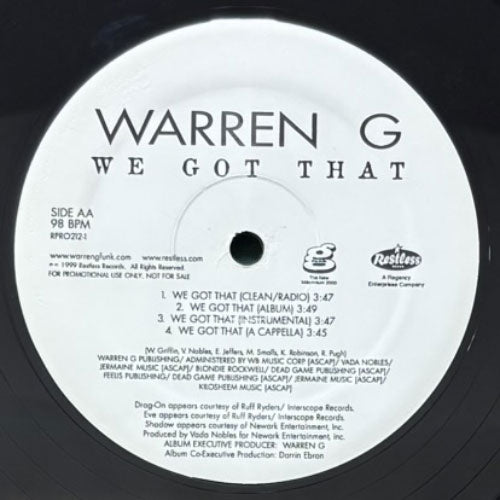 WARREN G / I WANT IT ALL (REMIX)/WE GOT THAT – VINYL CHAMBER