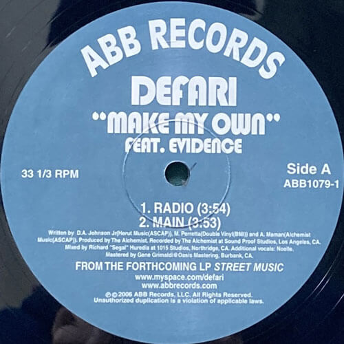 DEFARI / MAKE MY OWN/PEACE AND GANGSTA