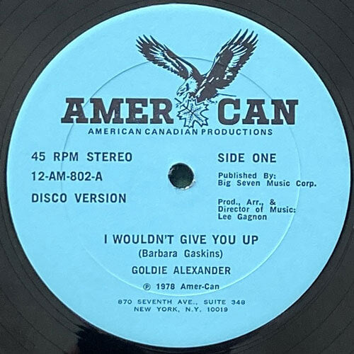 GOLDIE ALEXANDER / I WOULDN'T GIVE YOU UP