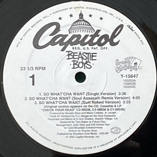 BEASTIE BOYS / SO WHAT'CHA WANT/THE SKILLS TO PAY THE BILLS/GROOVE