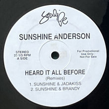 画像をギャラリービューアに読み込む, SUNSHINE ANDERSON / HEARD IT ALL BEFORE (REMIXES)
